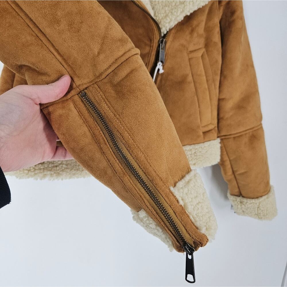 Marine Layer Chestnut Sherpa Moto Jacket L - Picture 7 of 13